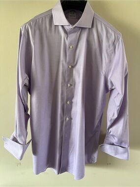 Brooks Brothers Spread Collar French Cuff Non Iron Slim Fit Stretch Dress Shirt